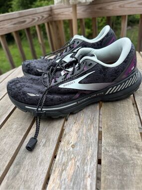 Brooks Women’s Adrenaline GTS Running Shoes — Black with Purple Trim